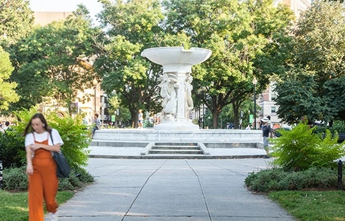 Ornate fountain in public park