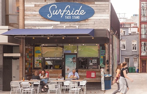 Surfside Taco Stand restaurant with outdoor seating